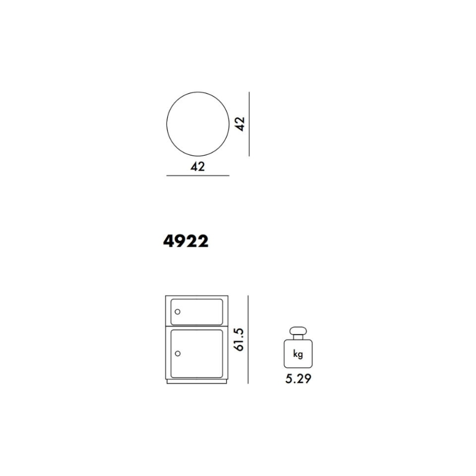 Kartell Big Componibili 2 Çekmeceli Dove Modül Q:42