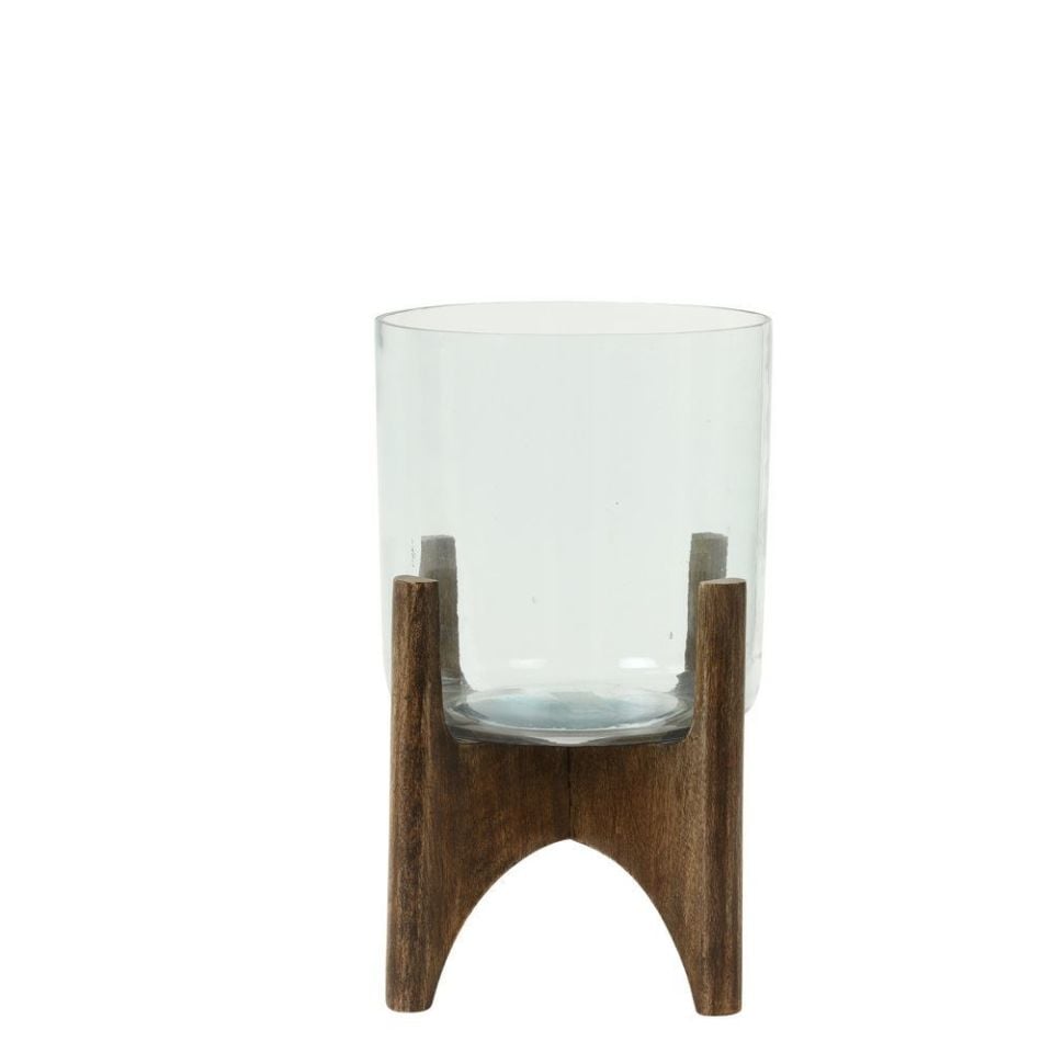 Vazo Jace Cam Ahşap Bazali 22,5x33,5 cm
