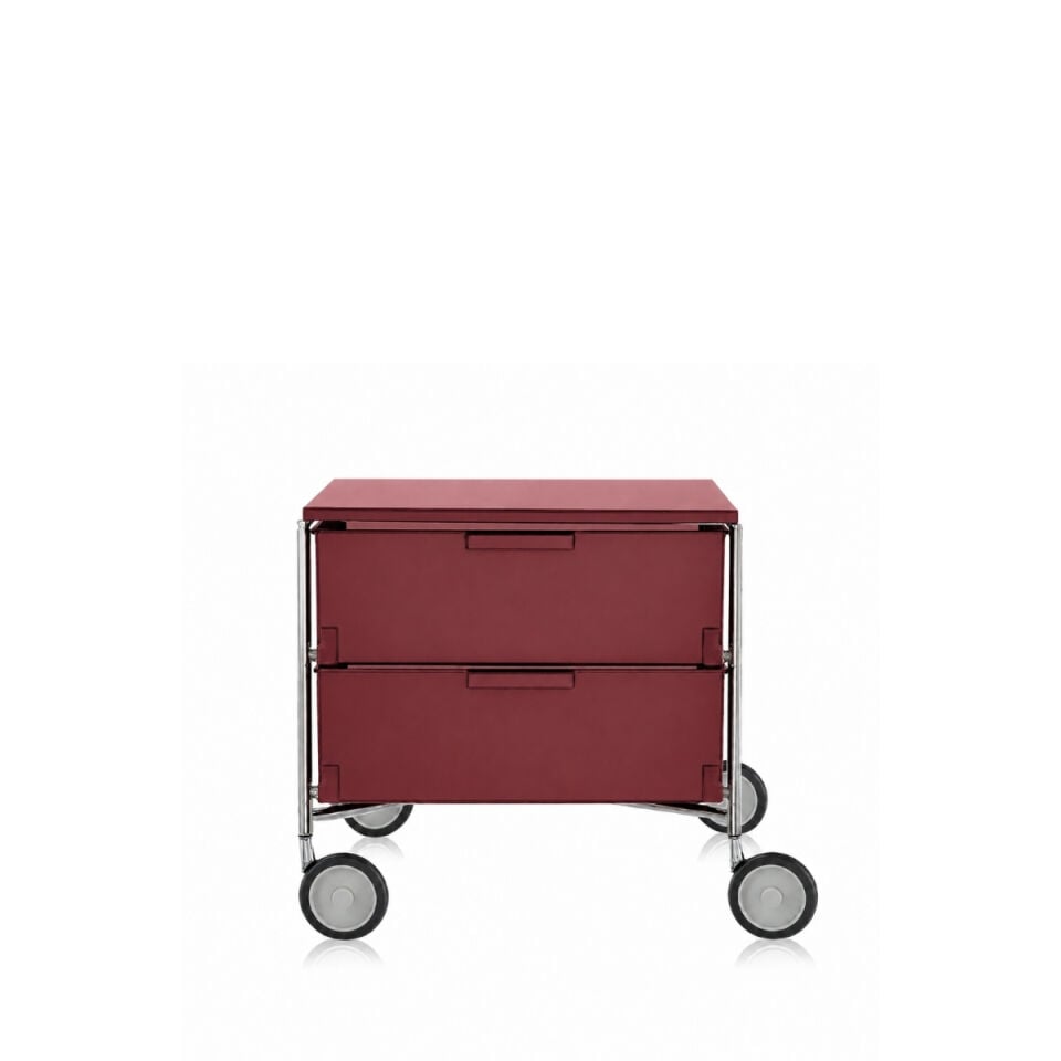 Kartell Mobil 2 Çekmeceli Mat Bordo Tekerlekli Saklama Ünitesi