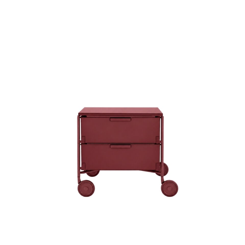 Kartell Mobil 2 Çekmeceli Mat Bordo Tekerlekli Saklama Ünitesi