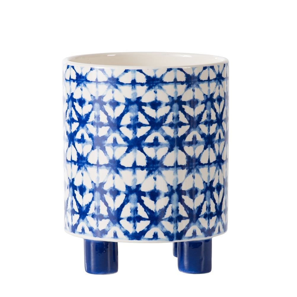 Mavi-Beyaz Ayaklı Saksı 20,5 cm