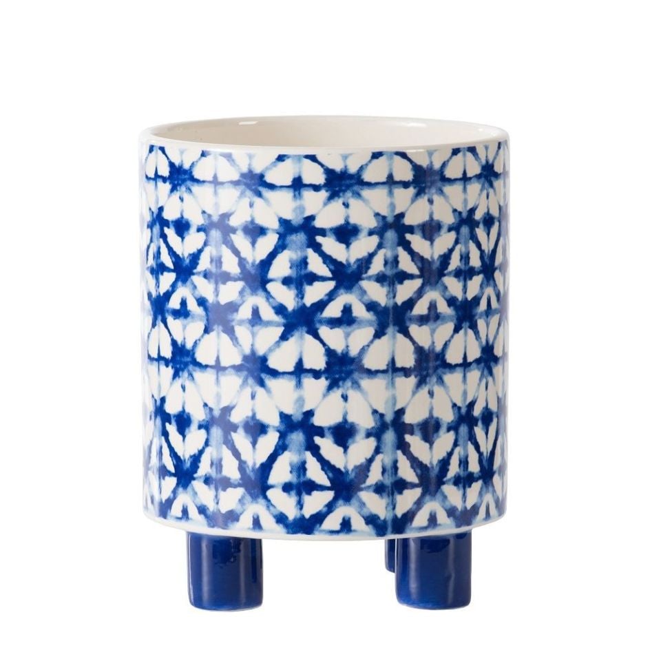 Mavi-Beyaz Ayaklı Saksı 20,5 cm