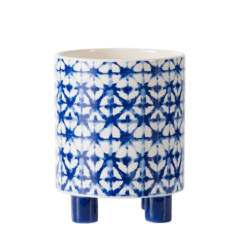 Mavi-Beyaz Ayaklı Saksı 18 cm