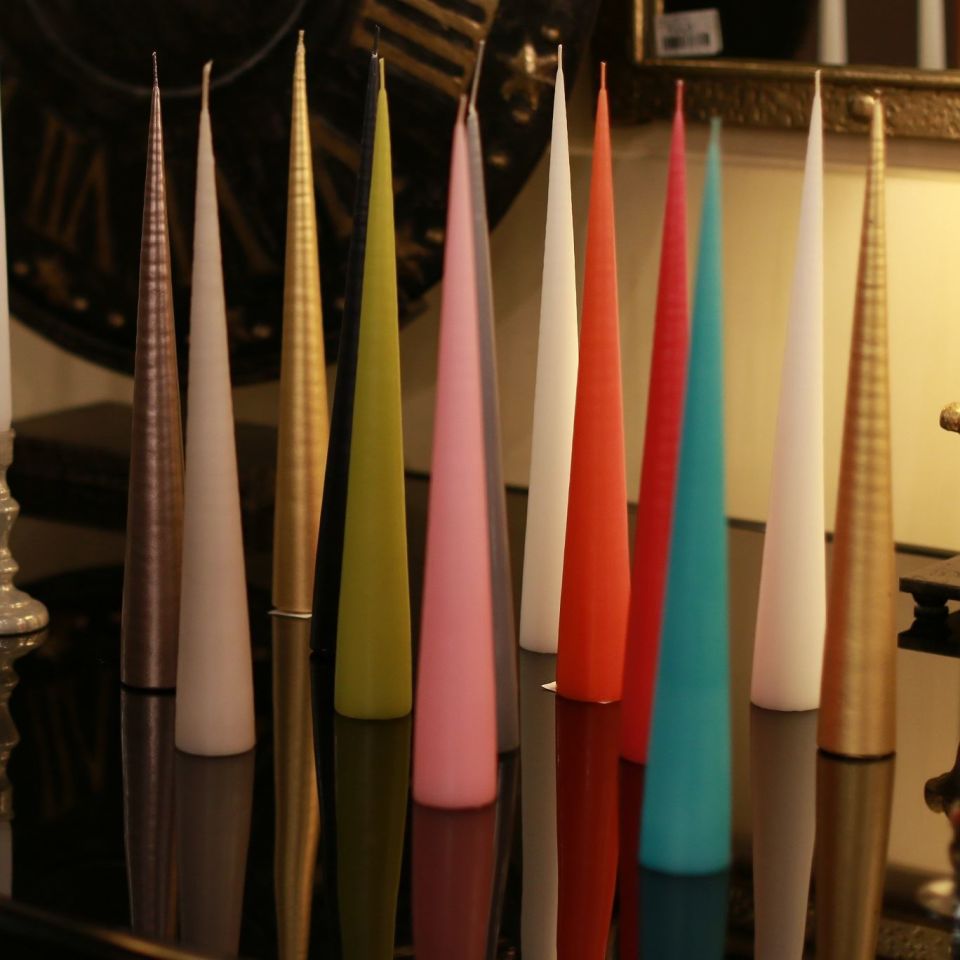 Mum Konik Parlak Patlıcan Mor H:34 cm