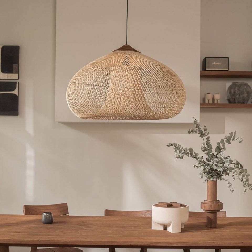 D'Bodhi Drum 60x38 cm Teak Naturel Rattan Sarkıt