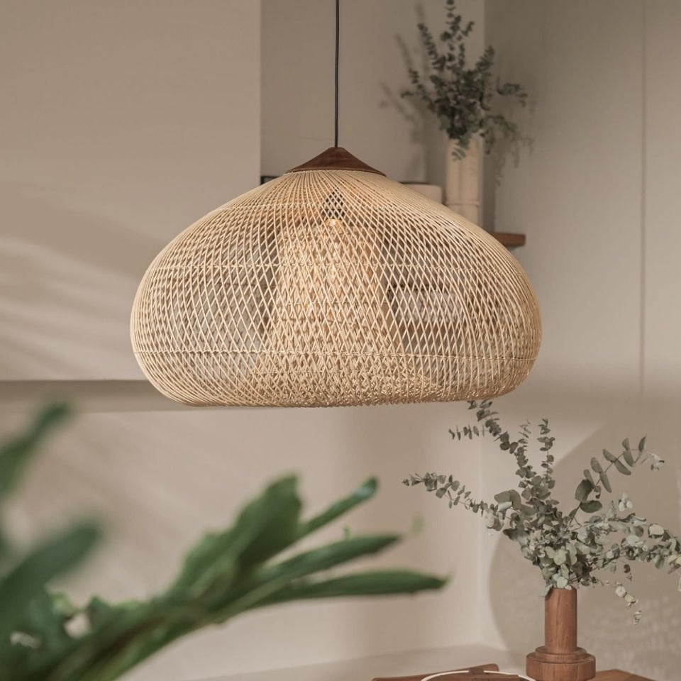 D'Bodhi Drum 60x38 cm Teak Naturel Rattan Sarkıt