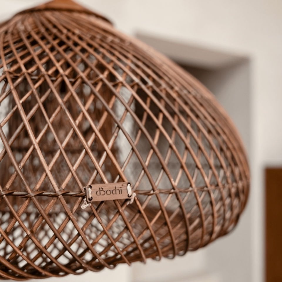 D'Bodhi Drum 60x38 cm Teak Kahve Rattan Sarkıt