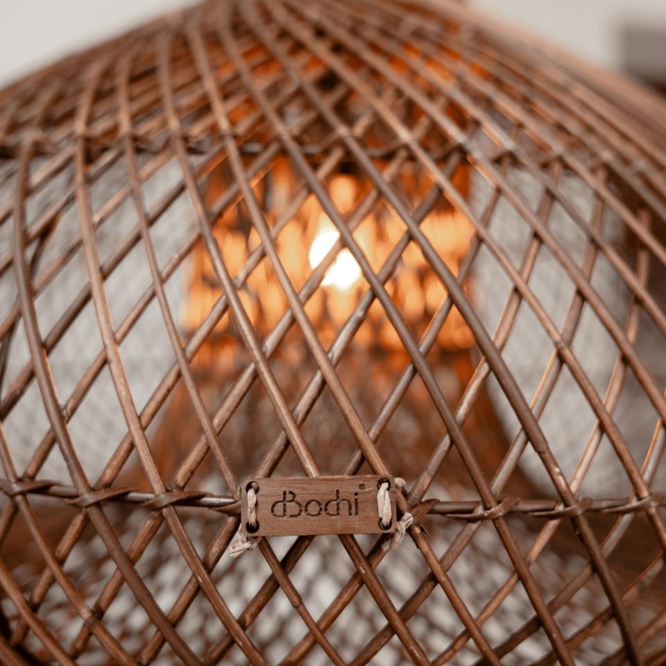 D'Bodhi Drum 60x38 cm Teak Kahve Rattan Sarkıt