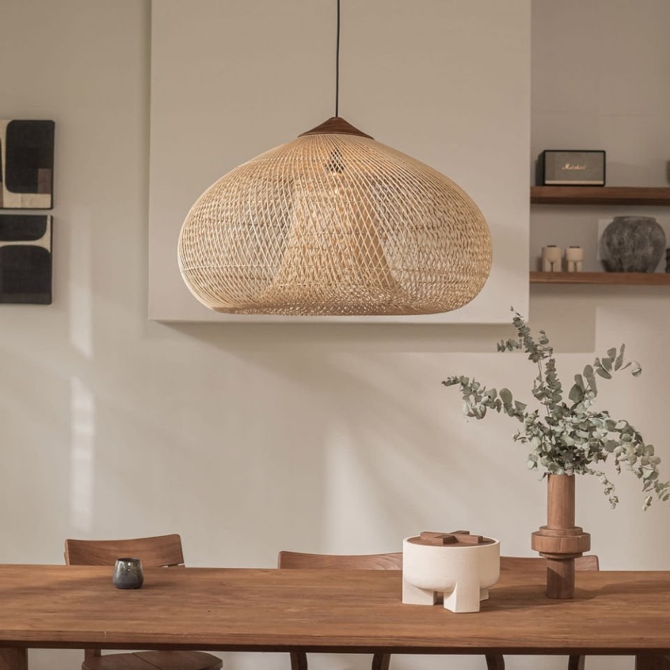 D'Bodhi Drum 80x51 cm Naturel Teak Rattan Sarkıt