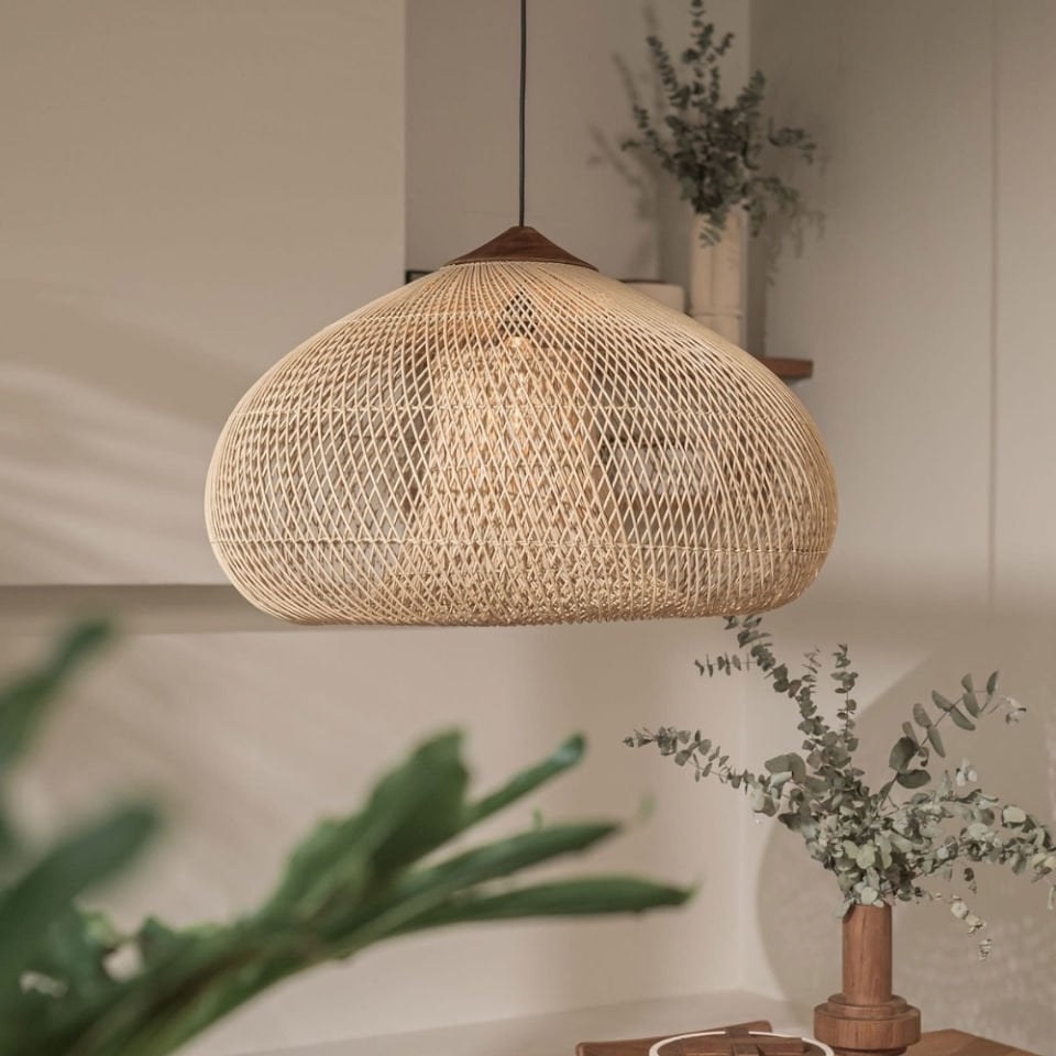 D'Bodhi Drum 80x51 cm Naturel Teak Rattan Sarkıt