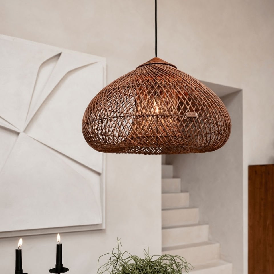 D'Bodhi Drum 80x51 cm Kahve Teak Rattan Sarkıt