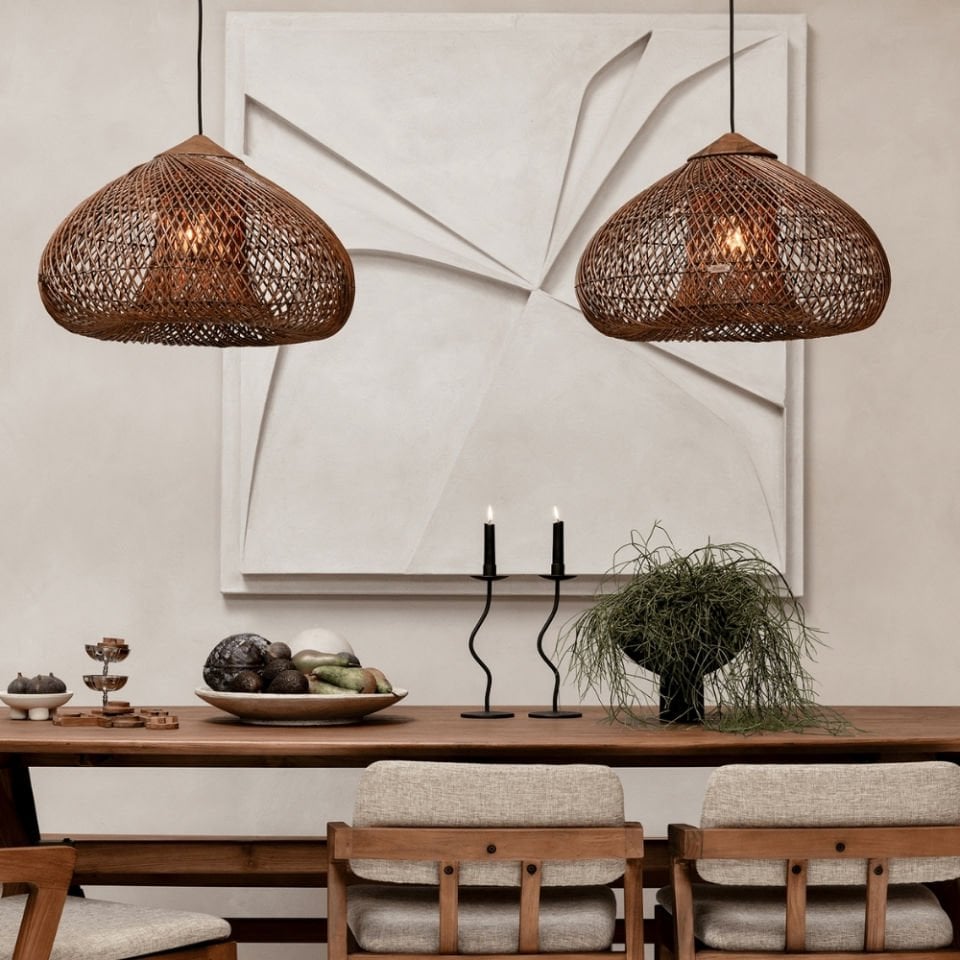 D'Bodhi Drum 80x51 cm Kahve Teak Rattan Sarkıt