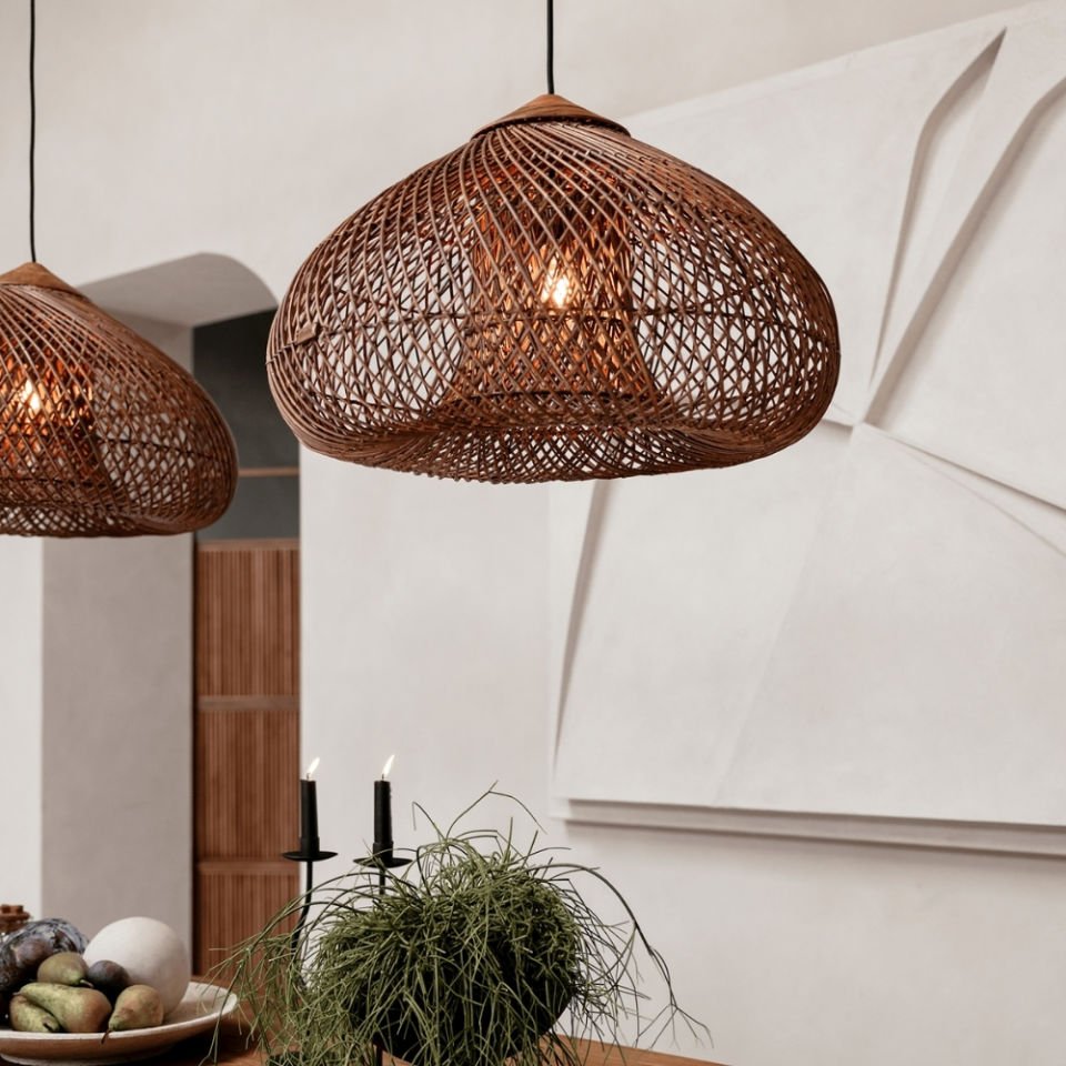 D'Bodhi Drum 80x51 cm Kahve Teak Rattan Sarkıt
