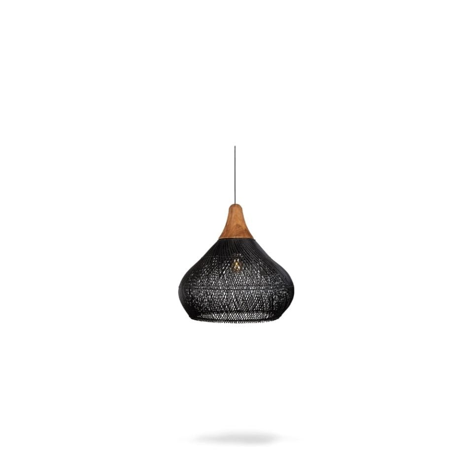 D'Bodhi Bell Teak Siyah Rattan Sarkıt