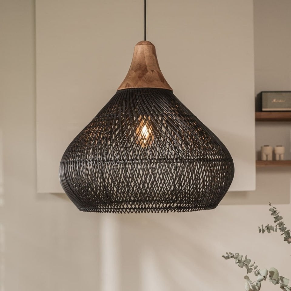 D'Bodhi Bell Teak Siyah Rattan Sarkıt