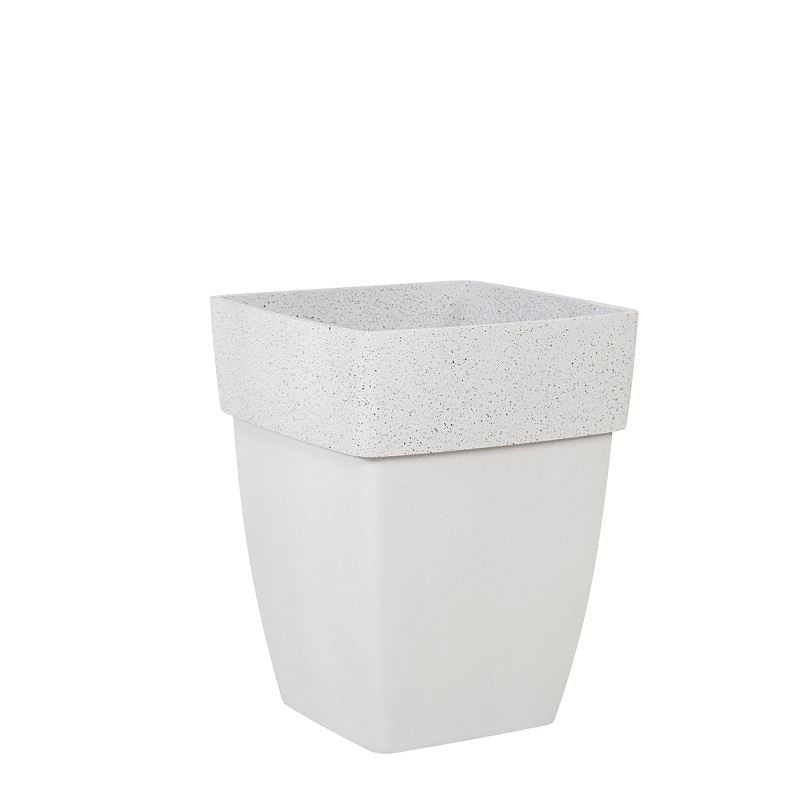 Polystone Saksı/Çiçeklik Kumlu Beyaz Kenar 28x34 cm