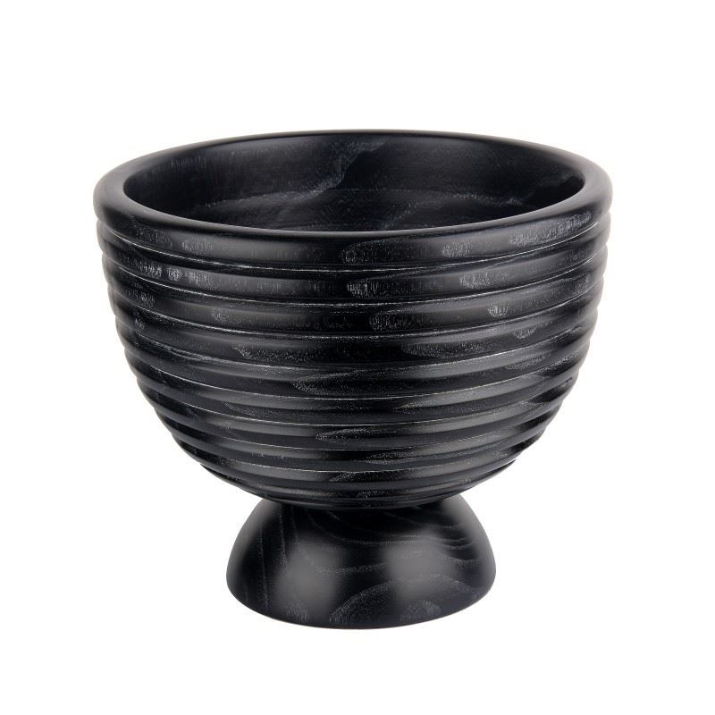 Yivli Ahşap Vazo 27cm