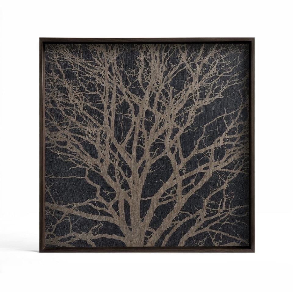 Tepsi Ahşap Siyah Ağaçlı 38x38 cm