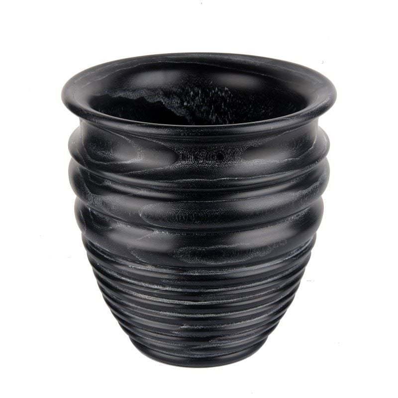 Yivli Ahşap Vazo 30cm