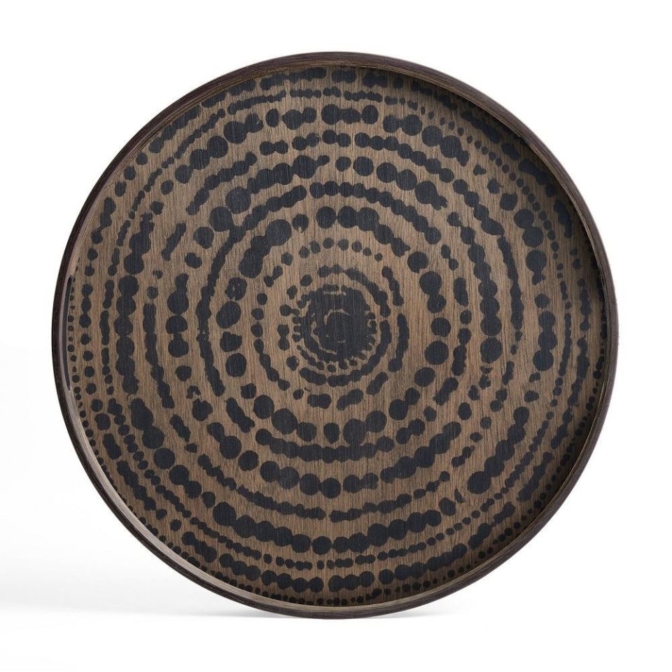 Tepsi  Ahşap Siyah Beads 48x48 cm