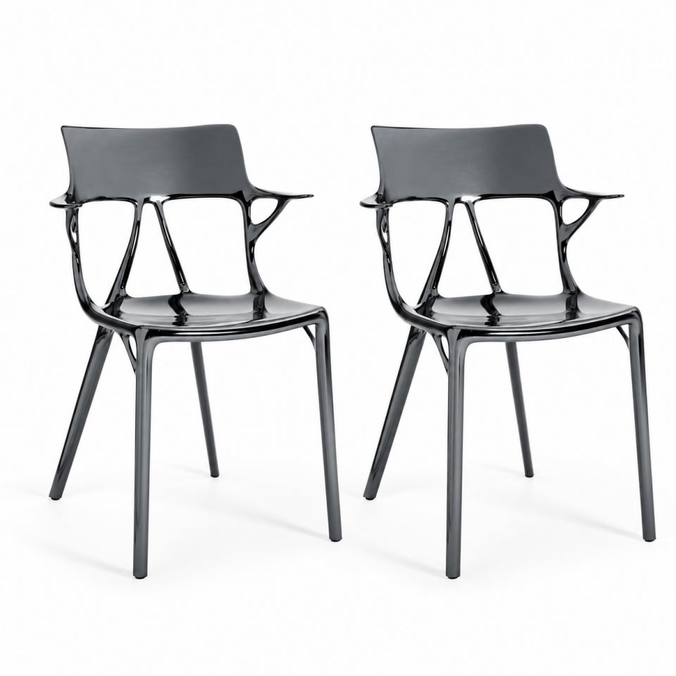 Kartell A.I. Metalik Titanyum Sandalye 2'li Kutu