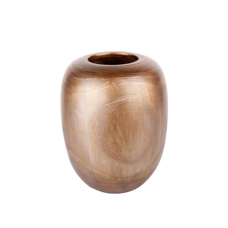 Kahve Ahşap Vazo 23cm