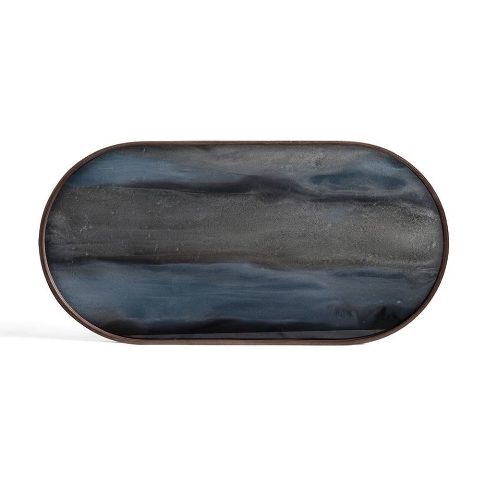 Tepsi Cam Organic Grafit Oval 71x36x3