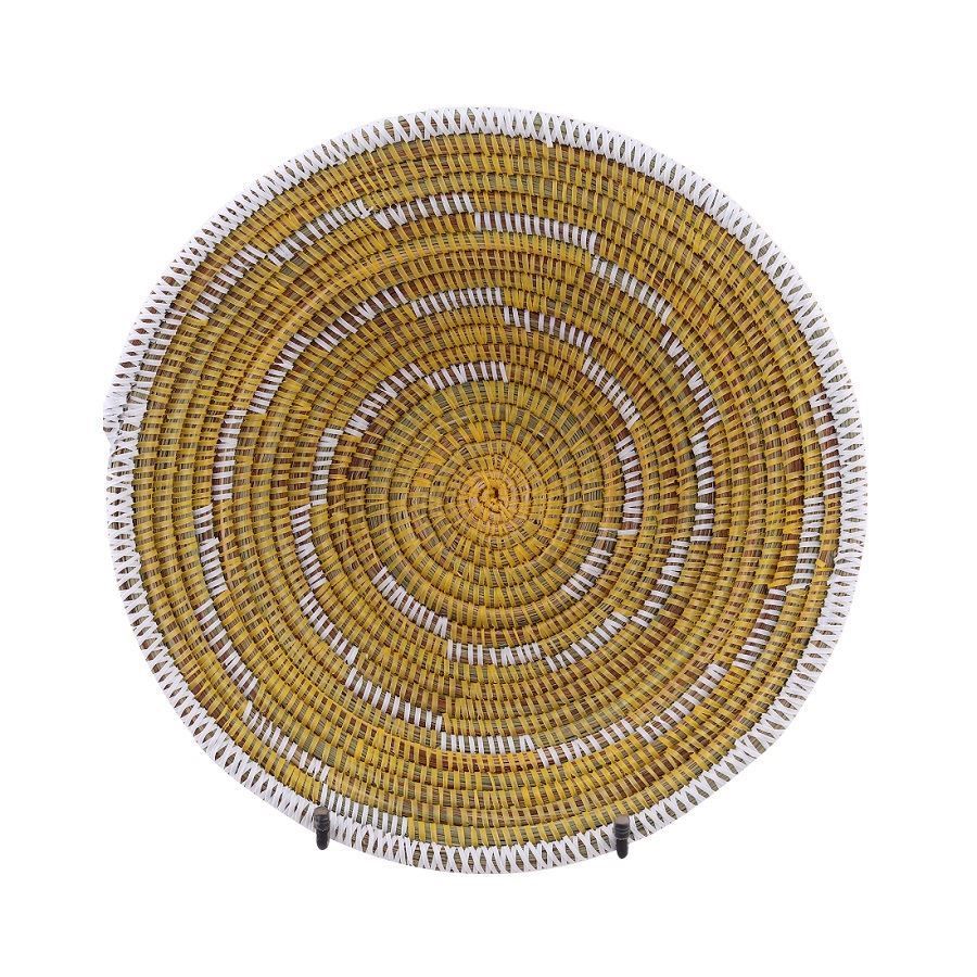 Hasır Duvar Sepeti Kaleı Sarı/Beyaz Çizgili Q:32 cm