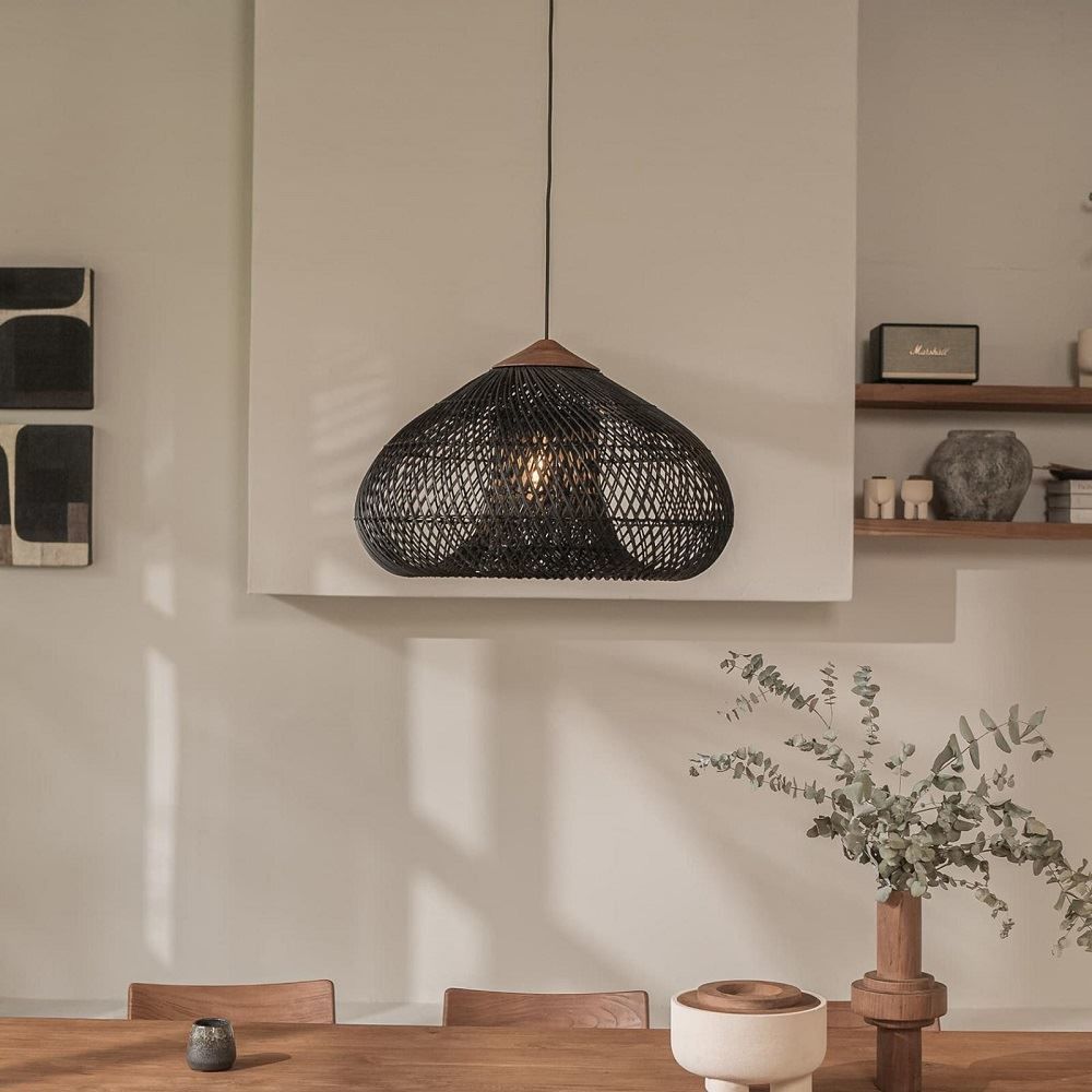 Drum Sarkıt Siyah Rattan 60x38 cm