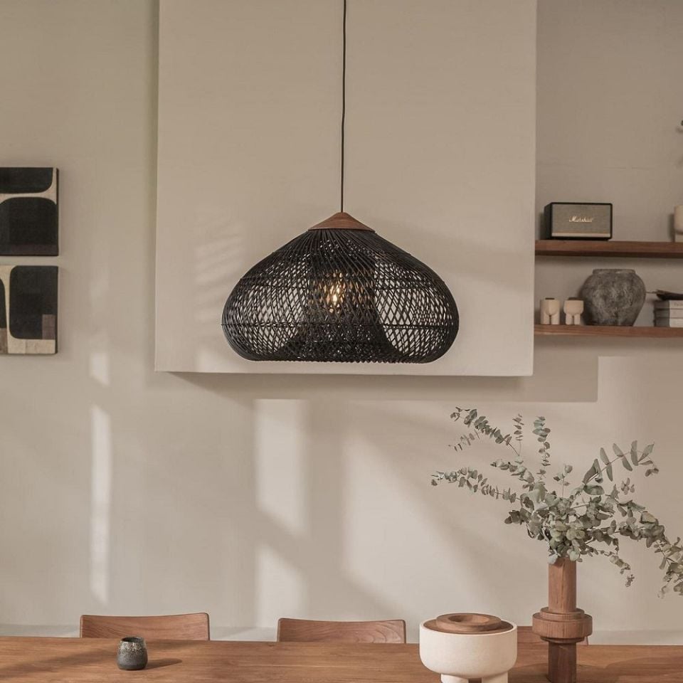 Drum Sarkıt Siyah Rattan 60x38 cm