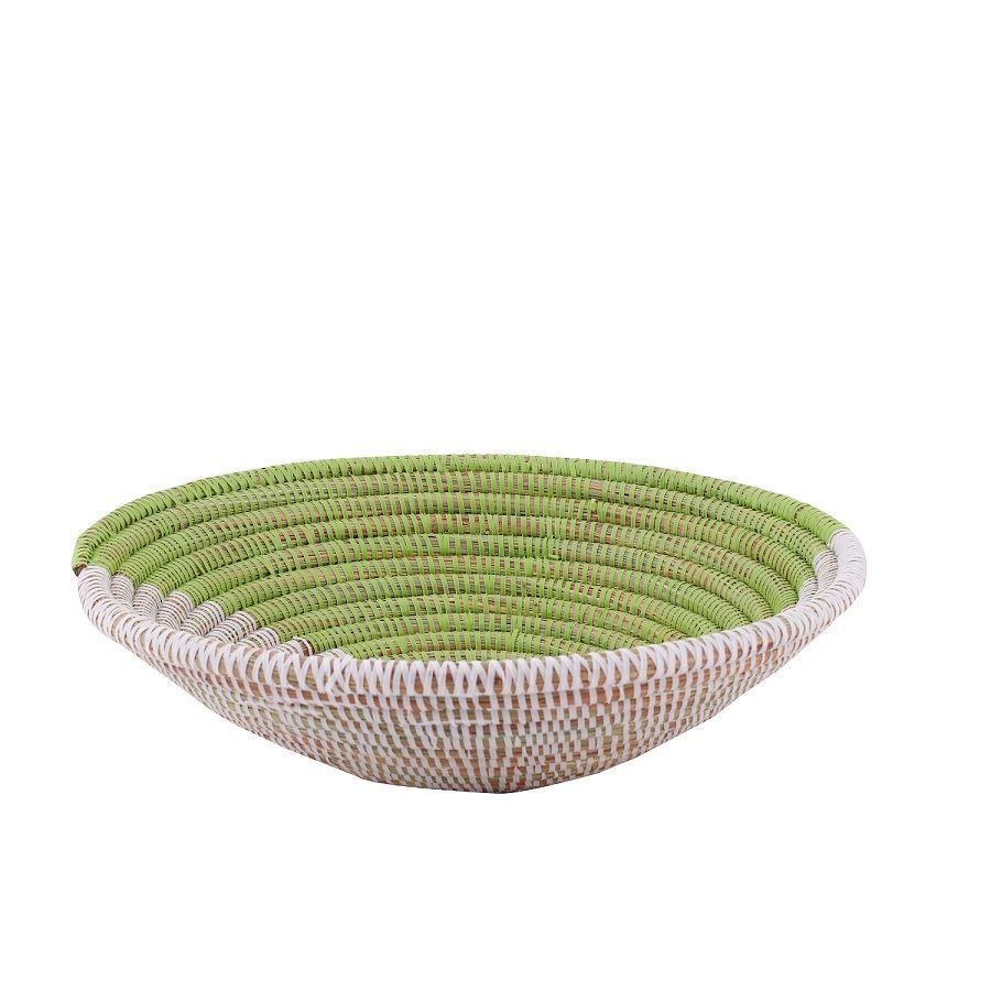 Hasır Duvar Sepeti Kaleı Beyaz/Yeşil Q:32 cm