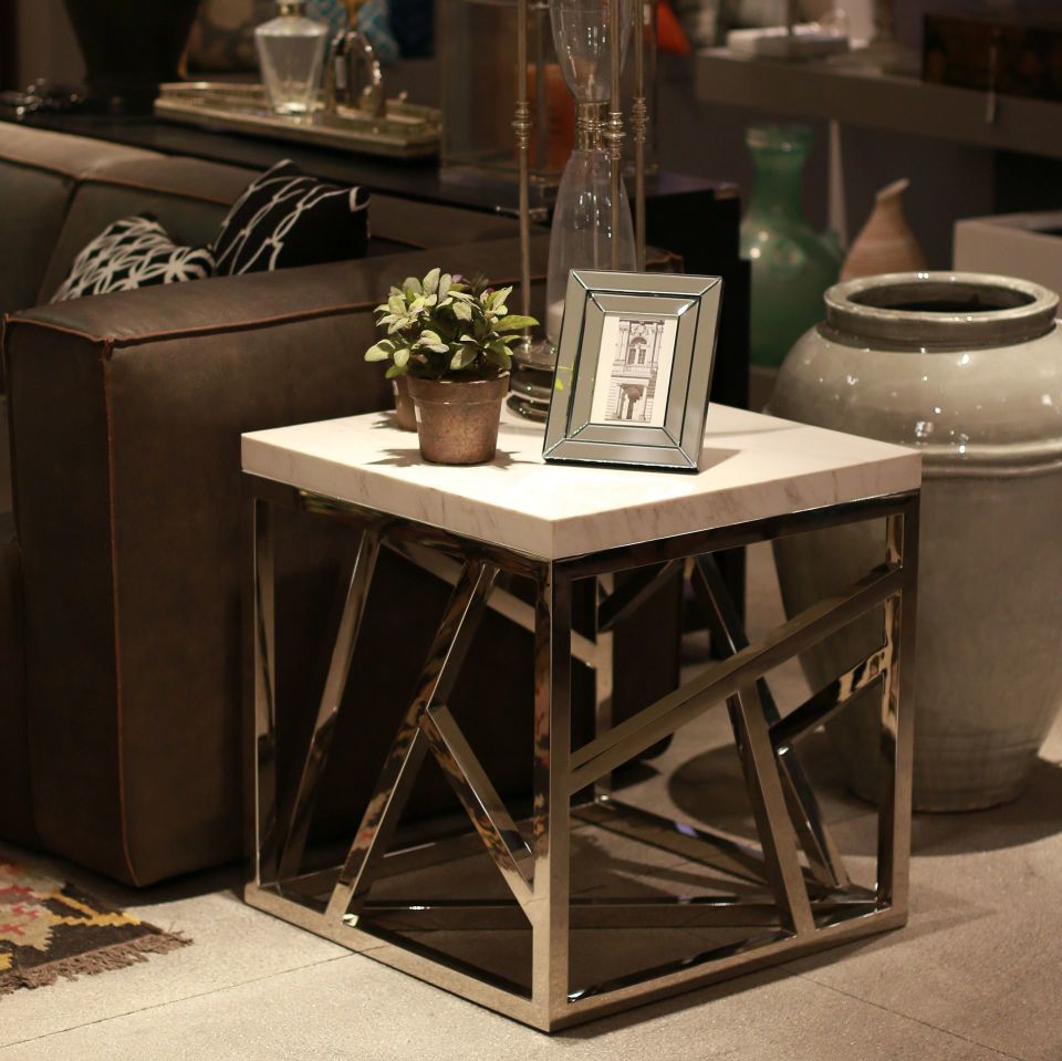 Mermer Yan Sehpa 60cm