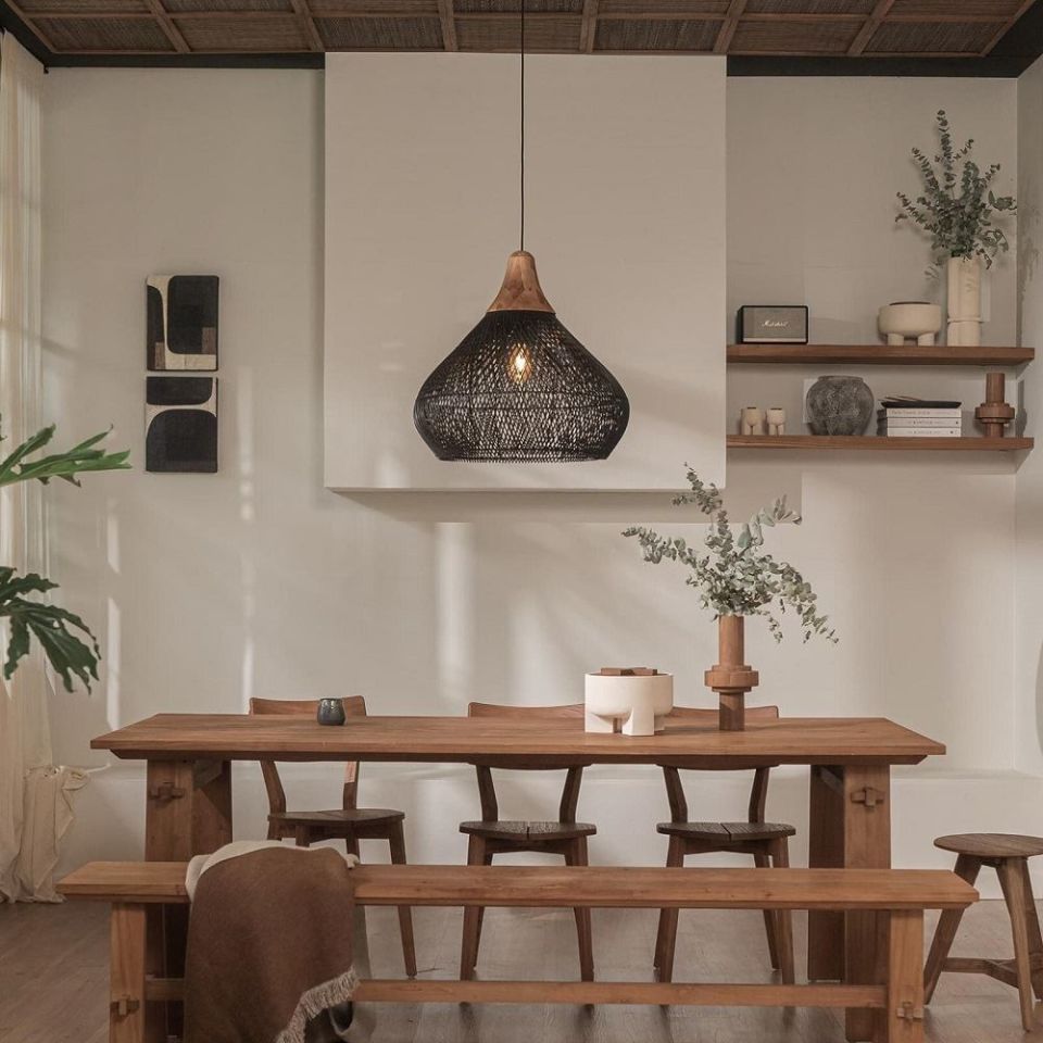 Bell Sarkıt Siyah Rattan 50x50 cm