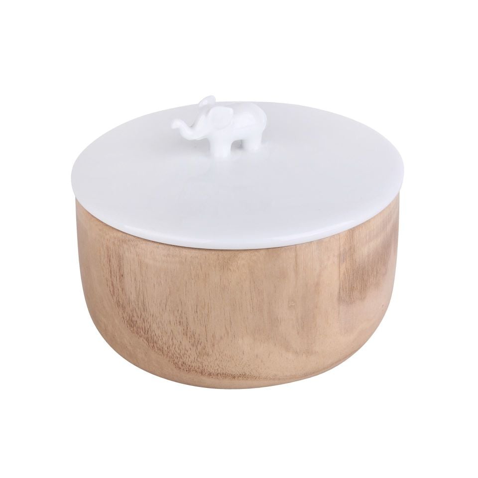 Fil Kapak Ahşap Kutu 17 cm
