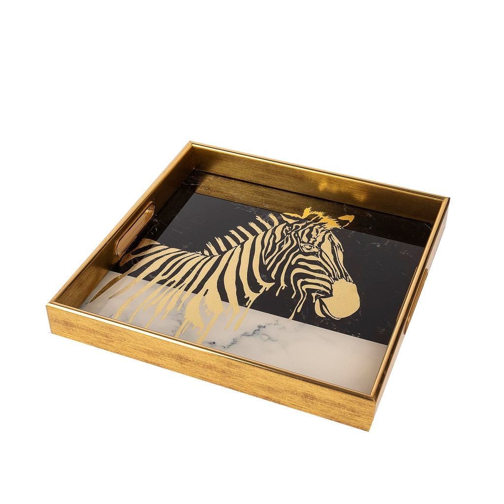 Kare Zebra Desen Tepsi 35 cm