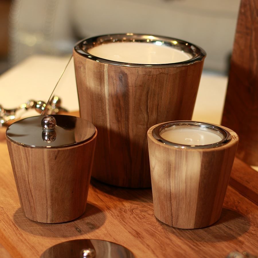 Kapaklı Ahşap Mumluk 11cm